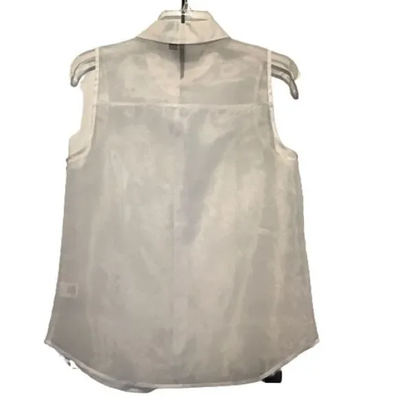 ‎ELLE SHEER SLEEVELESS BUTTON UP TOP SIZE 6 - Picture 4 of 6